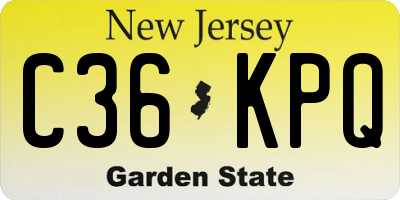 NJ license plate C36KPQ