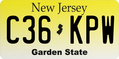 NJ license plate C36KPW