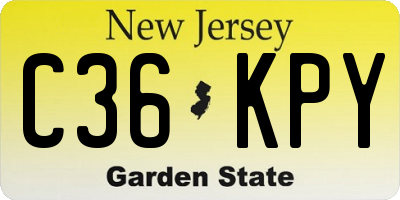 NJ license plate C36KPY