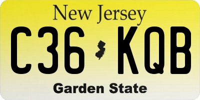 NJ license plate C36KQB