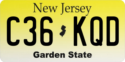 NJ license plate C36KQD
