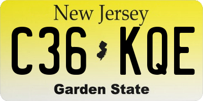 NJ license plate C36KQE