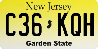 NJ license plate C36KQH