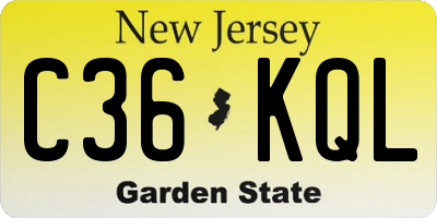 NJ license plate C36KQL