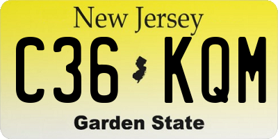 NJ license plate C36KQM