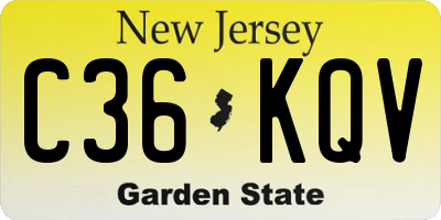 NJ license plate C36KQV