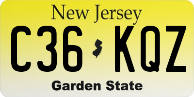 NJ license plate C36KQZ