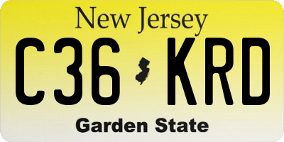 NJ license plate C36KRD