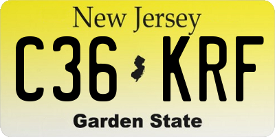 NJ license plate C36KRF