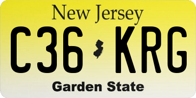 NJ license plate C36KRG