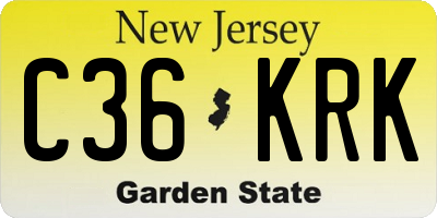 NJ license plate C36KRK