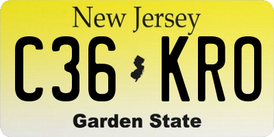 NJ license plate C36KRO