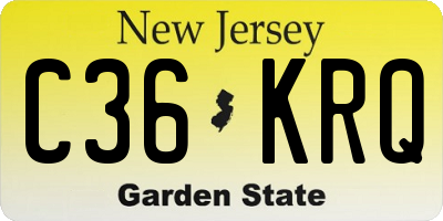 NJ license plate C36KRQ