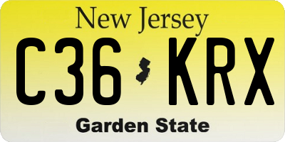 NJ license plate C36KRX