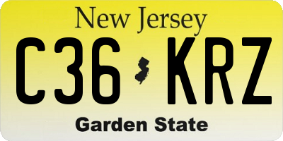 NJ license plate C36KRZ