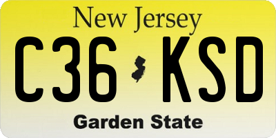 NJ license plate C36KSD