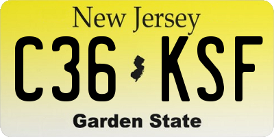 NJ license plate C36KSF