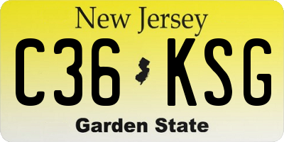 NJ license plate C36KSG