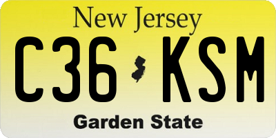 NJ license plate C36KSM
