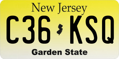 NJ license plate C36KSQ