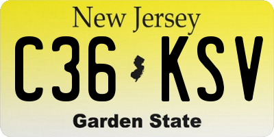 NJ license plate C36KSV