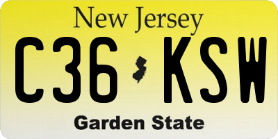 NJ license plate C36KSW