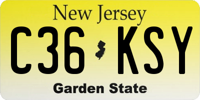 NJ license plate C36KSY