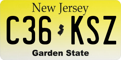 NJ license plate C36KSZ