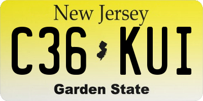 NJ license plate C36KUI