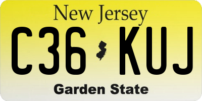 NJ license plate C36KUJ