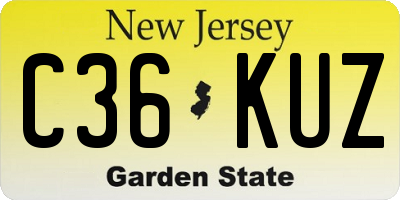 NJ license plate C36KUZ