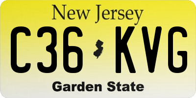 NJ license plate C36KVG