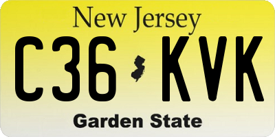 NJ license plate C36KVK