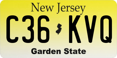NJ license plate C36KVQ