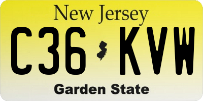 NJ license plate C36KVW