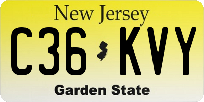 NJ license plate C36KVY