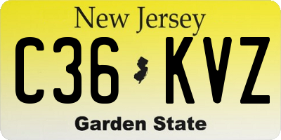 NJ license plate C36KVZ
