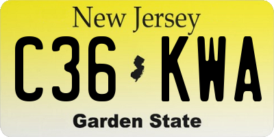 NJ license plate C36KWA