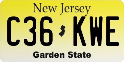 NJ license plate C36KWE