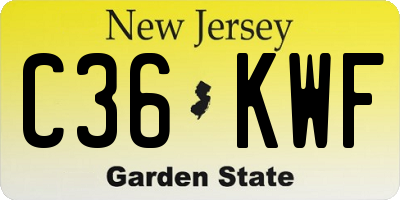 NJ license plate C36KWF