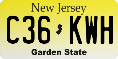 NJ license plate C36KWH