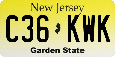 NJ license plate C36KWK