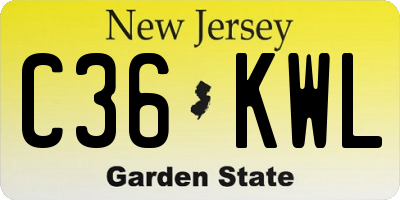 NJ license plate C36KWL