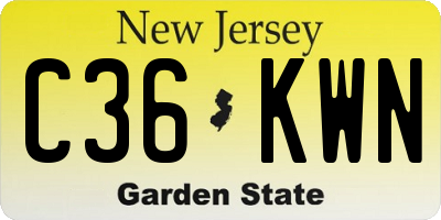 NJ license plate C36KWN