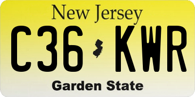 NJ license plate C36KWR