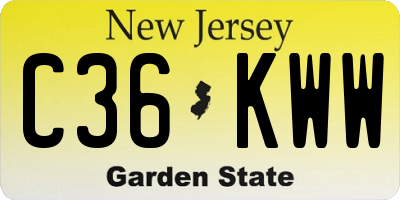 NJ license plate C36KWW