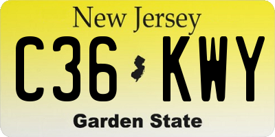 NJ license plate C36KWY