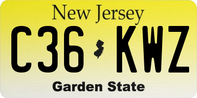 NJ license plate C36KWZ