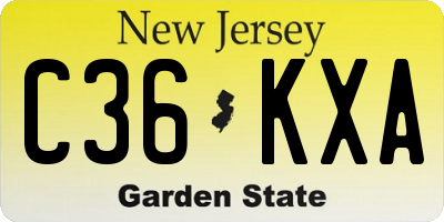 NJ license plate C36KXA