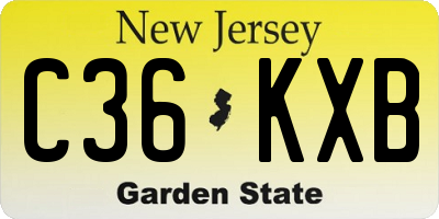 NJ license plate C36KXB